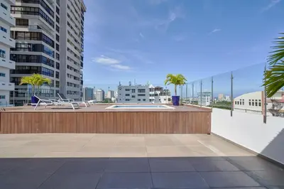 a view of a city skyline with buildings at Escape Apartments, Balcony, Pool & Gym in La Julia in Santo Domingo