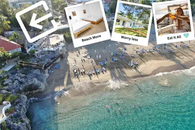 a collage of photos of a beach and a house at Room #24 at Waterfront Playa Alicia in Sosúa