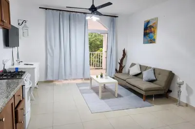 a living room with a couch and a table at Sol Dominicus 1 Apartamento con Cocina Solo Adultos in La Laguna
