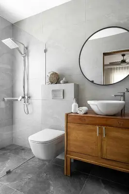 a bathroom with a sink and a toilet and a mirror at Cofresi Hills Residence in Gurapito