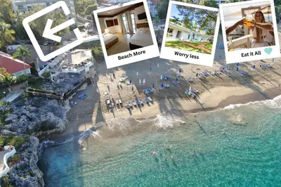 a collage of photos of a beach and a resort at Room #27 at Waterfront Playa Alicia in Sosúa