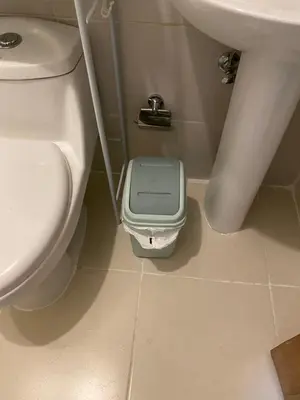 a bathroom with a toilet and a sink at Casa Apartamento Valentina in Santo Domingo