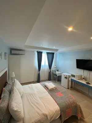 a bedroom with a bed and a desk and a television at Noe Hotel ,1 Bed Room 2 Near to the beach in Punta Cana