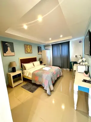 a bedroom with a bed and a desk in it at Noe Hotel , One Bed Room Close to The beach Room #1 in Punta Cana