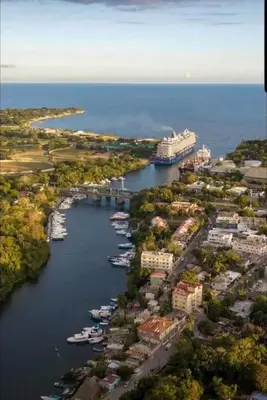 an aerial view of a harbor with boats in the water at Glamour Hotel in La Romana