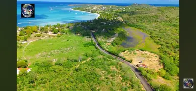 an aerial view of the shoreline of a beach at Villa Rosa in Punta Rucia