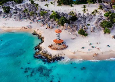 an aerial view of the beach at a resort at Espectacular BZII, bayahibe in Bayahibe