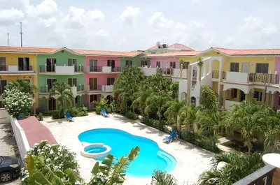an aerial view of a resort with a swimming pool at Espectacular BZII, bayahibe in Bayahibe