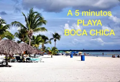 a minutes drive to the beach in boca chica at Luxury Apartment By Merengue House in Boca Chica