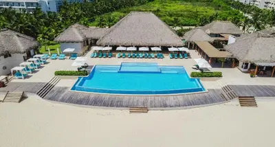 an aerial view of a resort with a swimming pool at Pool & Golf View Condo Inside Hard Rock Area in Punta Cana