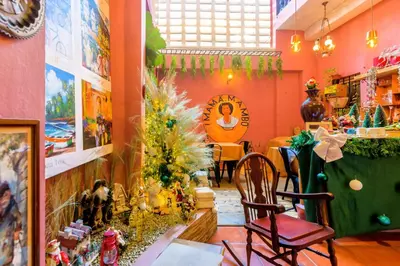 a store with chairs and flowers in a room at Hostal Mamà Mambò - Zona Colonial in Santo Domingo