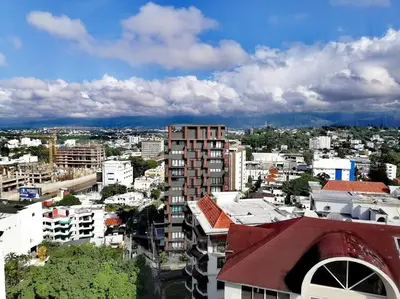 an aerial view of a city with buildings at Suites Room Soha II in Santiago de los Caballeros