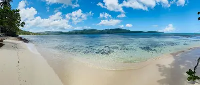 a view of a beach with the ocean at Oasis en la naturaleza Rancho alto bonito in Las Galeras