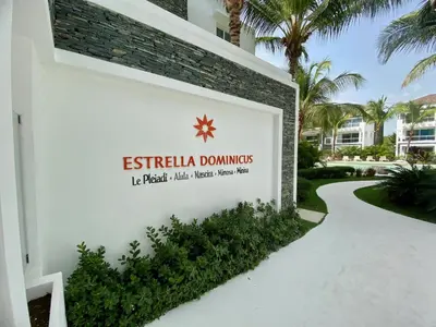 a sign for the destin dominos hotel at Apartment in Estrella, Dominicus-Bayahibe in La Laguna